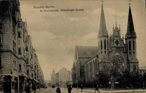 Ak Berlin Tiergarten Moabit, St. Paulus Kirche, Oldenburger Straße