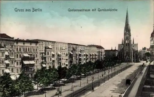 Ak Berlin Kreuzberg, Gneisenaustraße, Garnisonkirche