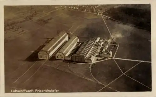 Ak Friedrichshafen am Bodensee, Luftschiffwerft, Luftaufnahme