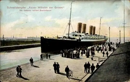 Ak Schnelldampfer Kronprinz Wilhelm in Bremerhaven