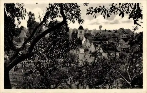 Ak Kößlitz Wiedebach Langendorf Weißenfels an der Saale, Dorfansicht mit Häusern, Kirche, Bäumen,