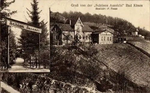 Ak Bad Kösen Naumburg an der Saale, Schöne Aussicht, Gruß von der Schönen Aussicht, Besitzer: P. 