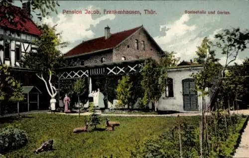 Ak Bad Frankenhausen am Kyffhäuser Thüringen, Pension Jacob, Speisehalle, Garten