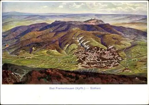 Künstler Ak Bad Frankenhausen am Kyffhäuser Thüringen, Ort mit Umgebung