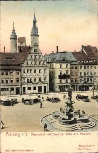 Ak Freiberg in Sachsen, Obermarkt, Denkmal Otto der Reiche