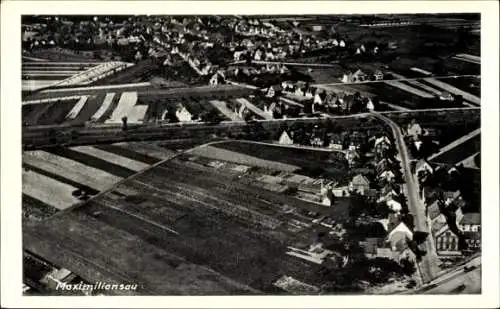 Ak Maximiliansau Wörth am Rhein, Fliegeraufnahme