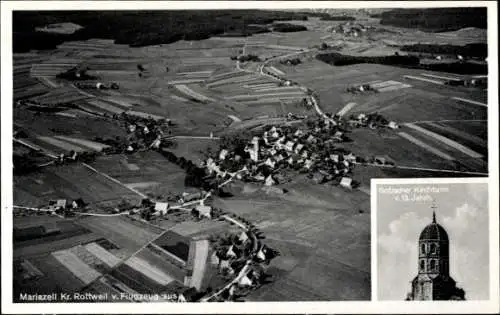 Ak Mariazell Eschbronn im Schwarzwald, Gotischer Kirchturm, Fliegeraufnahme