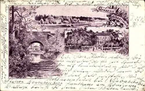 Künstler Litho Berlin Zehlendorf Wannsee, Kohlhasenbrück, Brücke