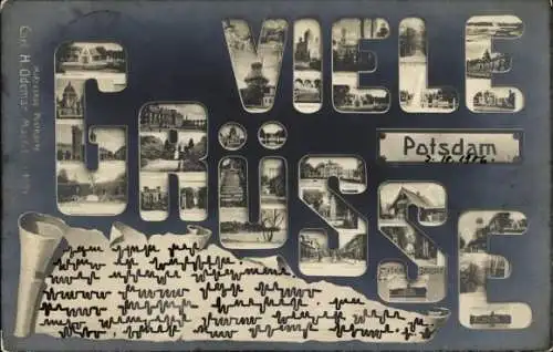 Buchstaben Ak Potsdam, Stadtansichten, Schloss, Windmühle