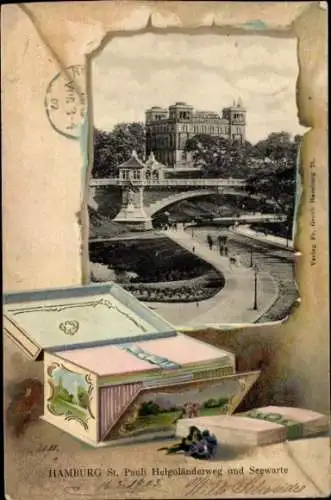 Präge Passepartout Ak Hamburg Mitte St. Pauli, Helgoländerweg, Seewarte, Briefpapier