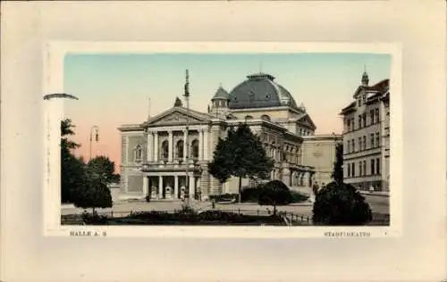 Präge Passepartout Ak Halle an der Saale, Stadttheater