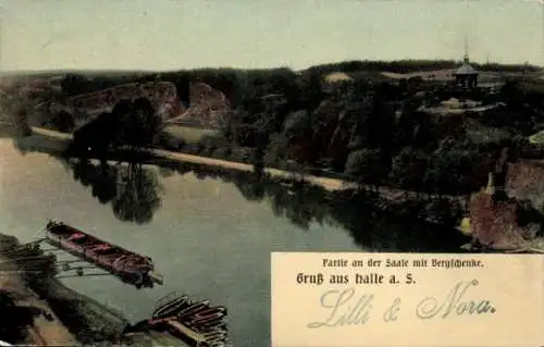 Ak Halle an der Saale, Gesamtansicht, Bergschenke