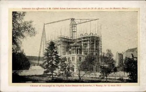 CPA Nancy Meurthe et Moselle, Choeur et transport de l'Eglise Notre Dame de Lourdes