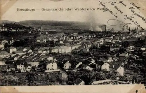 Ak Kneuttingen Nilvingen Knutange Lothringen Moselle, Gesamtansicht nebst Wendel'schen Werken