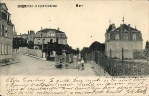 Ak Barr Elsass Bas Rhin, Heiligensteiner- und Gertweilerstraße