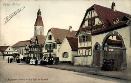 Ak Hœrdt Hördt Bas Rhin Elsass, Straße, Häuser