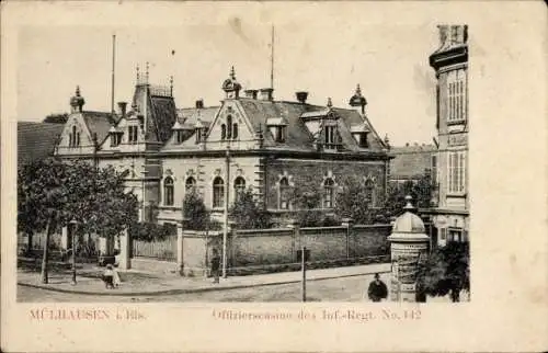 Ak Mulhouse Mülhausen Elsass Haut Rhin, Offizierscasino des Infanterie-Regiments Nr. 142