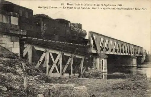 CPA Revigny Meuse, Pont de la ligne de Vouziers, Bataille de la Marne 1914