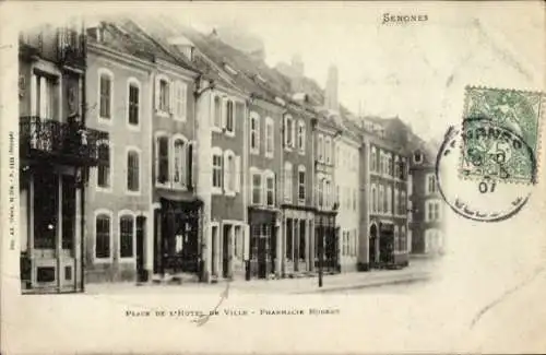CPA Senones Sens Lorraine Vosges, Place de l'Hotel de Ville, Pharmacie Robert
