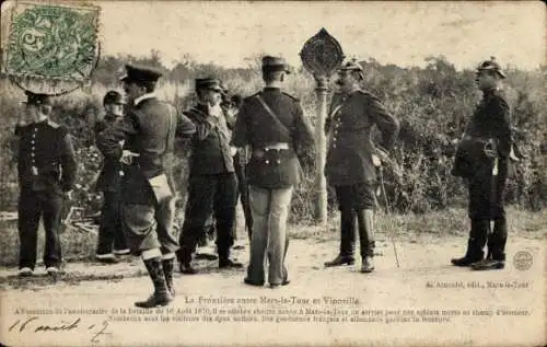 Ak Mars la Tour Lothringen Meurthe et Moselle, La Frontiére, Deutsch Französische Grenze