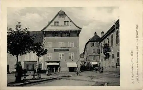 Ak Delle Territoire de Belfort, La Grand' Rue, Cafe Dugrot