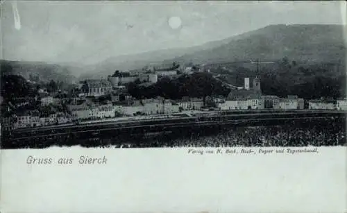 Mondschein Ak Sierck Moselle, Gesamtansicht