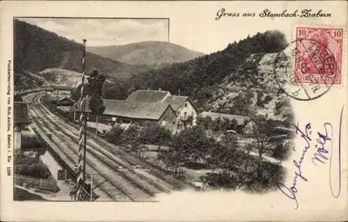 Ak Stambach Haegen Bas Rhin, Eisenbahnstrecke nach Zabern