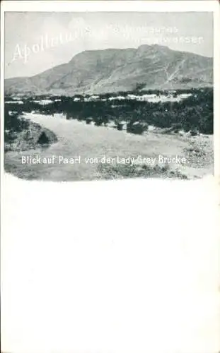Ak Paarl Südafrika, Blick von der Lady Grey Brücke, Apollinaris Mineralwasser Reklame