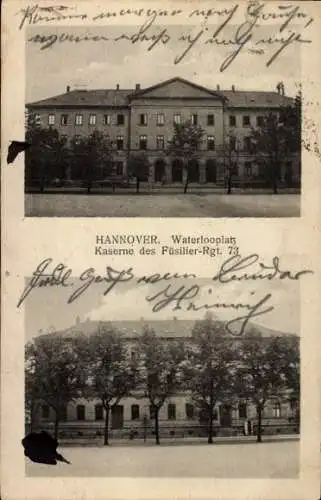 Ak Hannover in Niedersachsen, Waterlooplatz, Kaserne des Füsilier-Rgt. 73