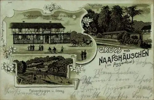 Mondschein Litho Naafshäuschen Lohmar in Nordrhein Westfalen, Restaurant Naafshäuschen, Kegelbahn