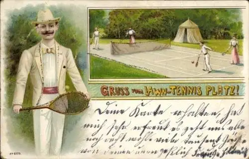 Litho Burgsteinfurt Steinfurt im Münsterland, Lawn Tennisplatz