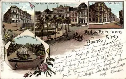 Litho Buenos Aires Argentinien, Calle Rosada, Calle Florida, Calle Viamonte, Paseo de Julio