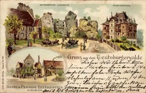 Litho Horn Bad Meinberg im Teutoburger Wald Westfalen, Externsteine, Hotel-Pension Externstein