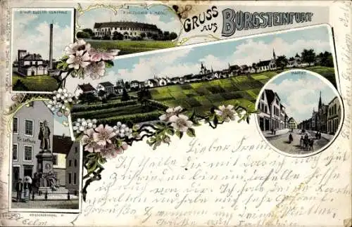 Litho Burgsteinfurt Steinfurt in Nordrhein Westfalen, Schloss, Elektrizitätswerk, Geschäft Lefholz