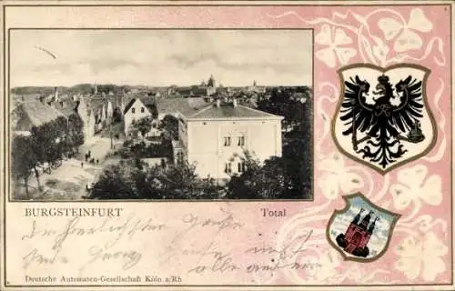 Präge Wappen Passepartout Ak Burgsteinfurt Steinfurt im Münsterland, Gesamtansicht
