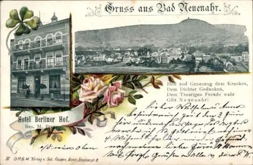 Ak Bad Neuenahr Ahrweiler Rheinland Pfalz, Panorama, Hotel Berliner Hof