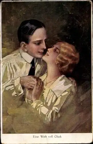 Künstler Ak Liebespaar, Eine Welt voll Glück