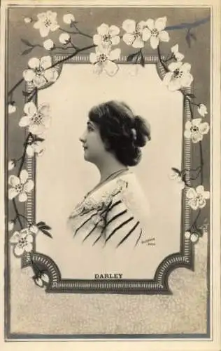 Passepartout Ak Schauspielerin Darley, Portrait, Profilansicht