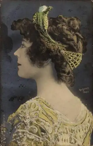 Ak Schauspielerin Jane Hading, Portrait, Seitenansicht