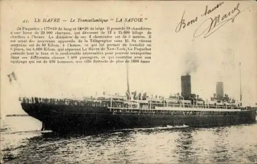 CPA Le Havre, Transatlantique La Savoie