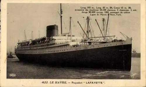 Ak Dampfer Lafayette, CGT, French Line