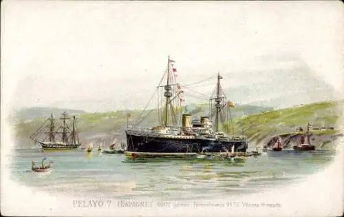 Litho Spanisches Kriegsschiff, Pelayo