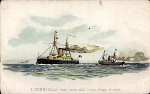 Litho Schwedisches Kriegsschiff, L'Oden