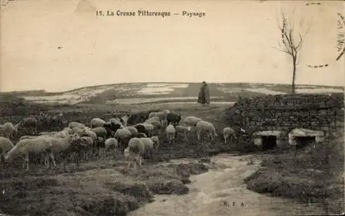 Ak La Creuse Pittoresque, Paysage, Schafe