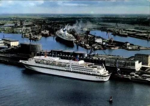Ak Bremerhaven, MS 'Europa' und 'Queen Elizabeth' in Bremerhaven