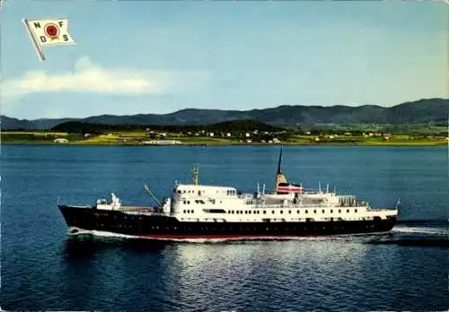Ak Bergen Norwegen, Das Schiff MS Harald Jarl fährt an Bergen vorbei.