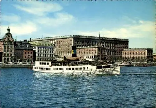 Ak Stockholm Schweden, Kungl. Slottet, Schiff