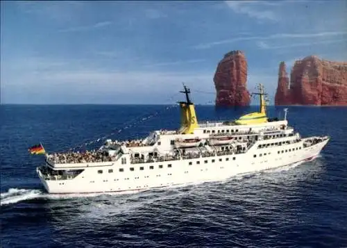 Ak Nordseeinsel Helgoland, MS Wappen von Hamburg, 4438 BRI, 110m Länge, 10.160 PS, 22 Knoten, ...