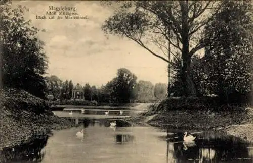 Ak Magdeburg an der Elbe, Adolf Mittagsee, Marieninsel