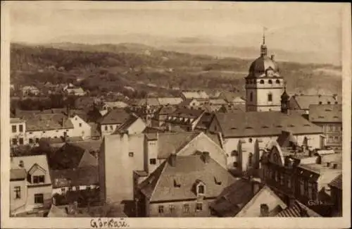 Ak Jirkov Görkau Region Aussig, Stadtansicht von  zahlreiche Dächer, Kirchengebäude sichtbar